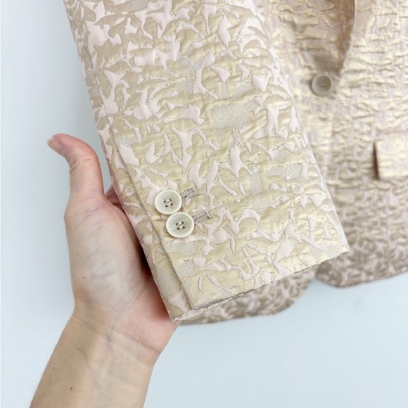 Zara Basic Metallic Rose Jacquard Blazer Jacket Size XS - Picture 8 of 14